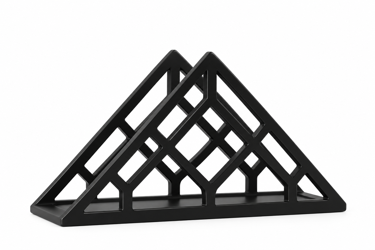 Modern Geometric Black Metal Tissue Holder