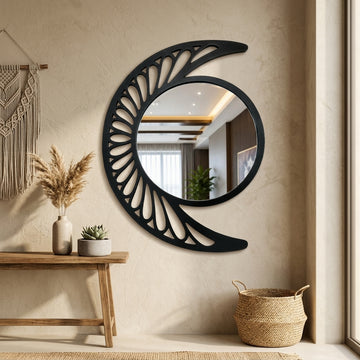 Elegant Blooming Sun Wall Mirror – Modern MDF Decor for Living Room