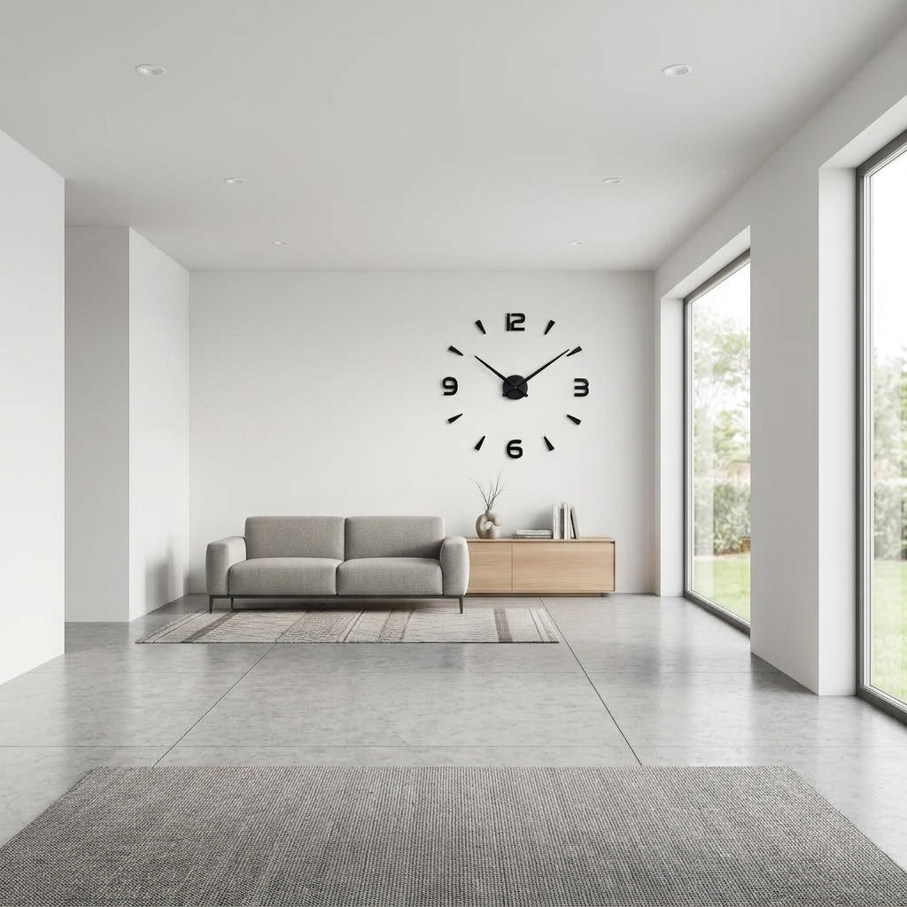 Large 3D Wooden Wall Clock with 12-Inch Needles – DIY Frameless MDF Wall Decor
