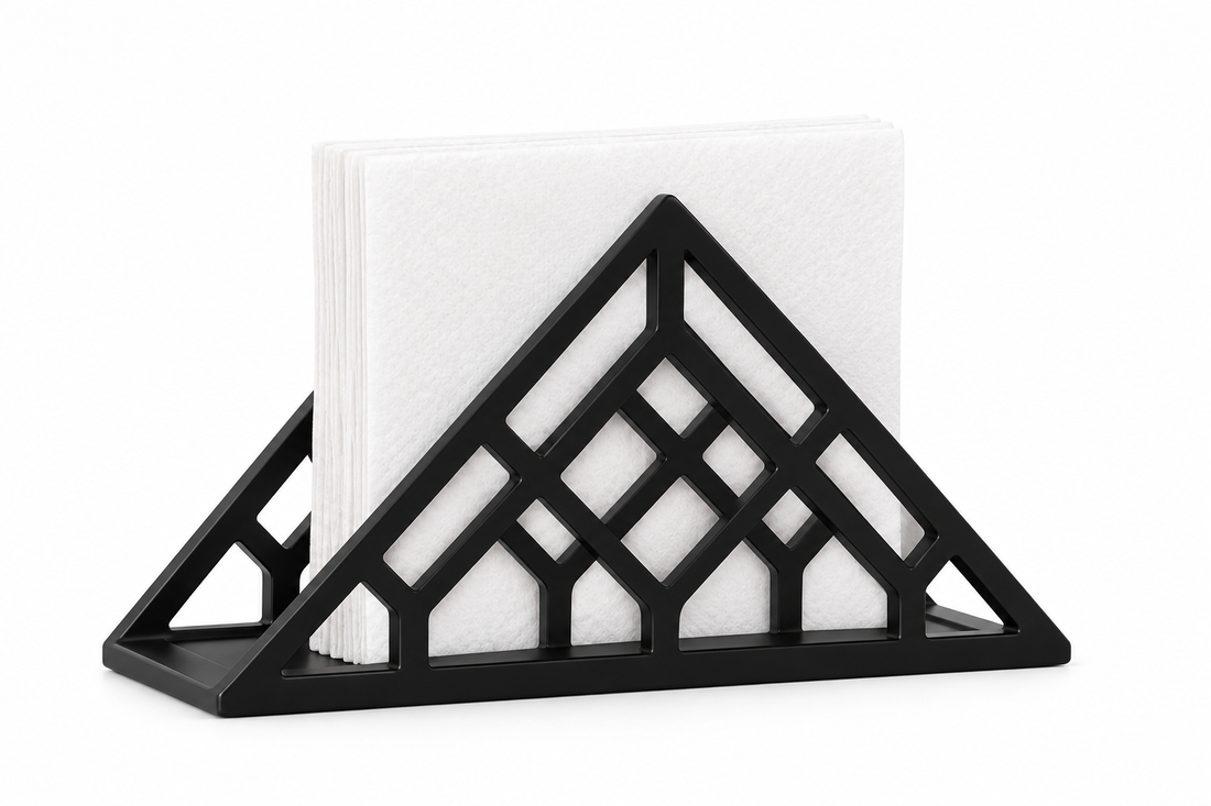 Modern Geometric Black Metal Tissue Holder
