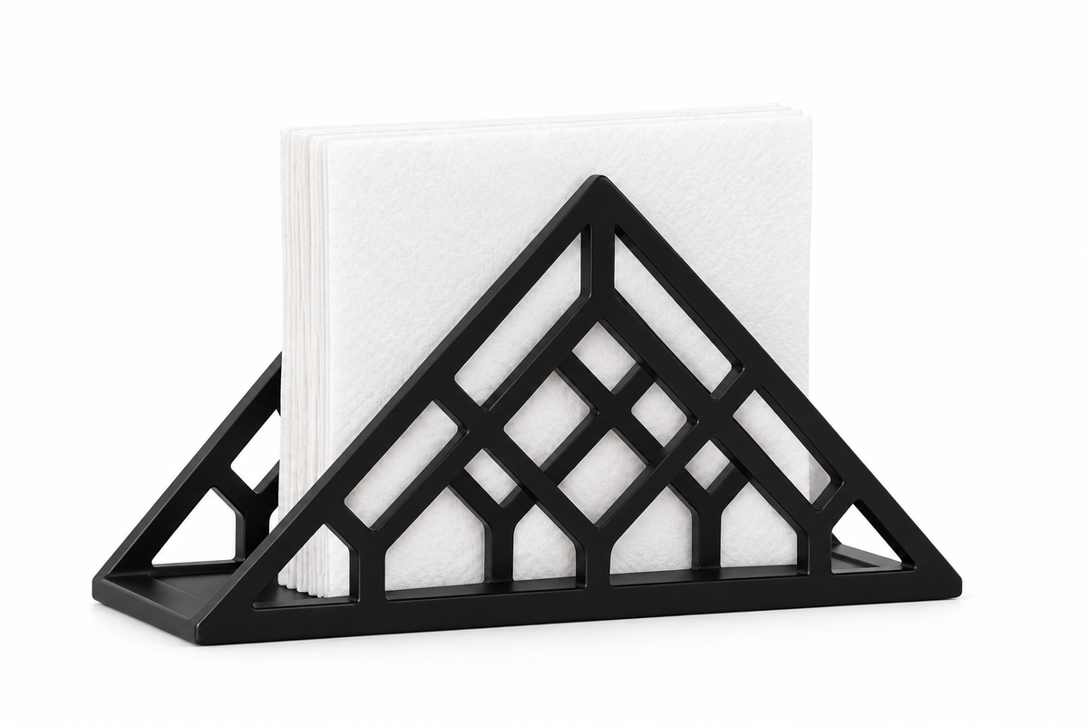 Modern Geometric Black Metal Tissue Holder
