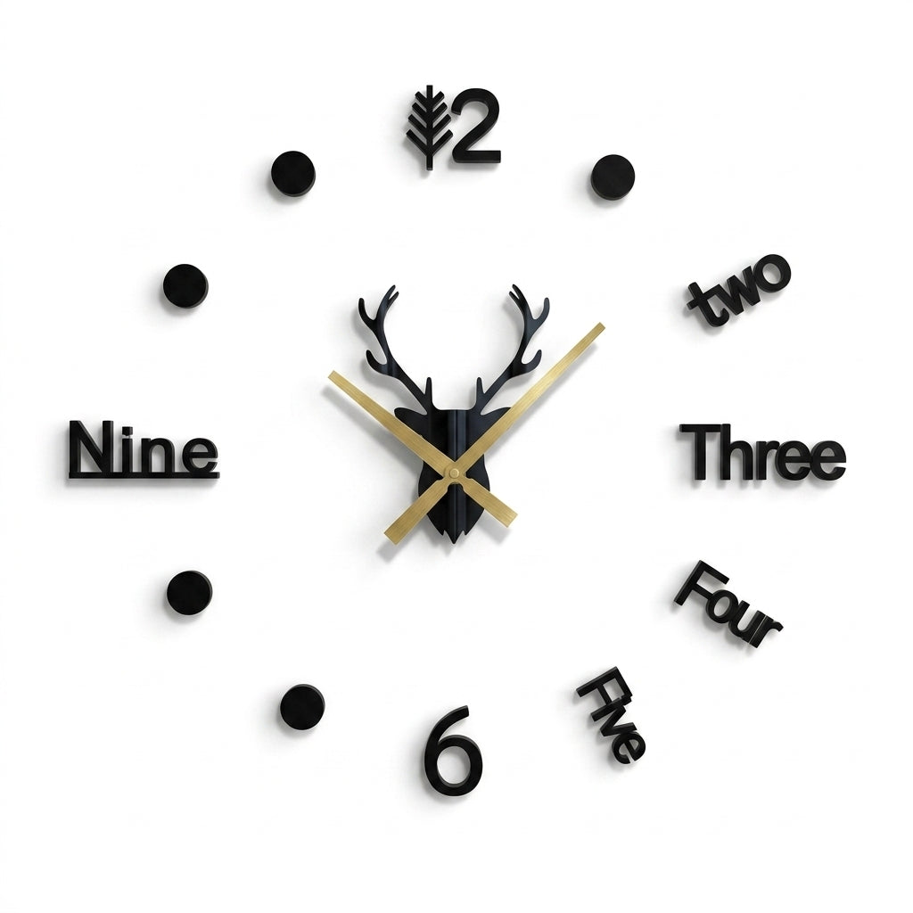 Modern Deer Wall Art Clock – Premium MDF Decorative Wall Clock