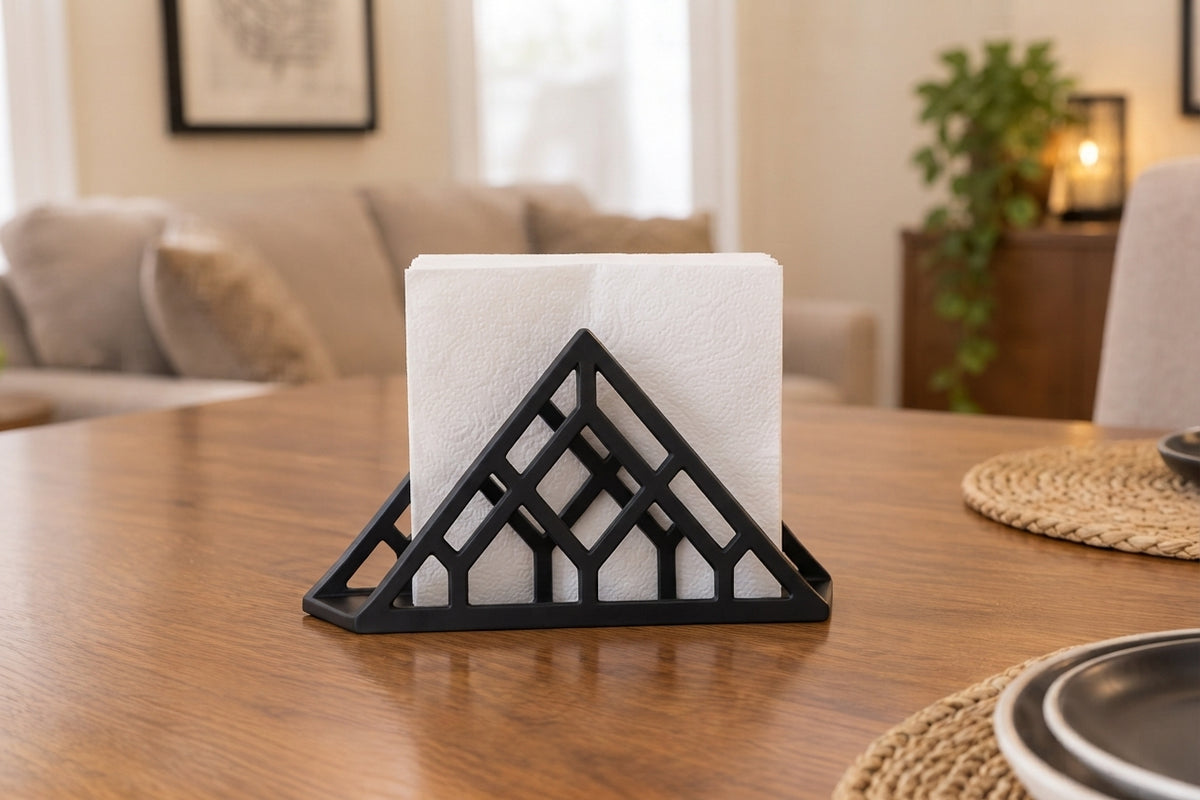 Modern Geometric Black Metal Tissue Holder