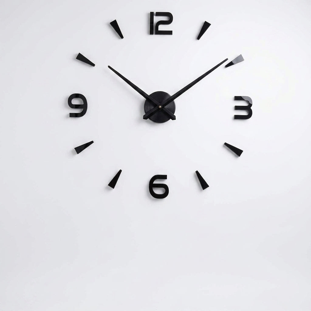 Large 3D Wooden Wall Clock with 12-Inch Needles – DIY Frameless MDF Wall Decor