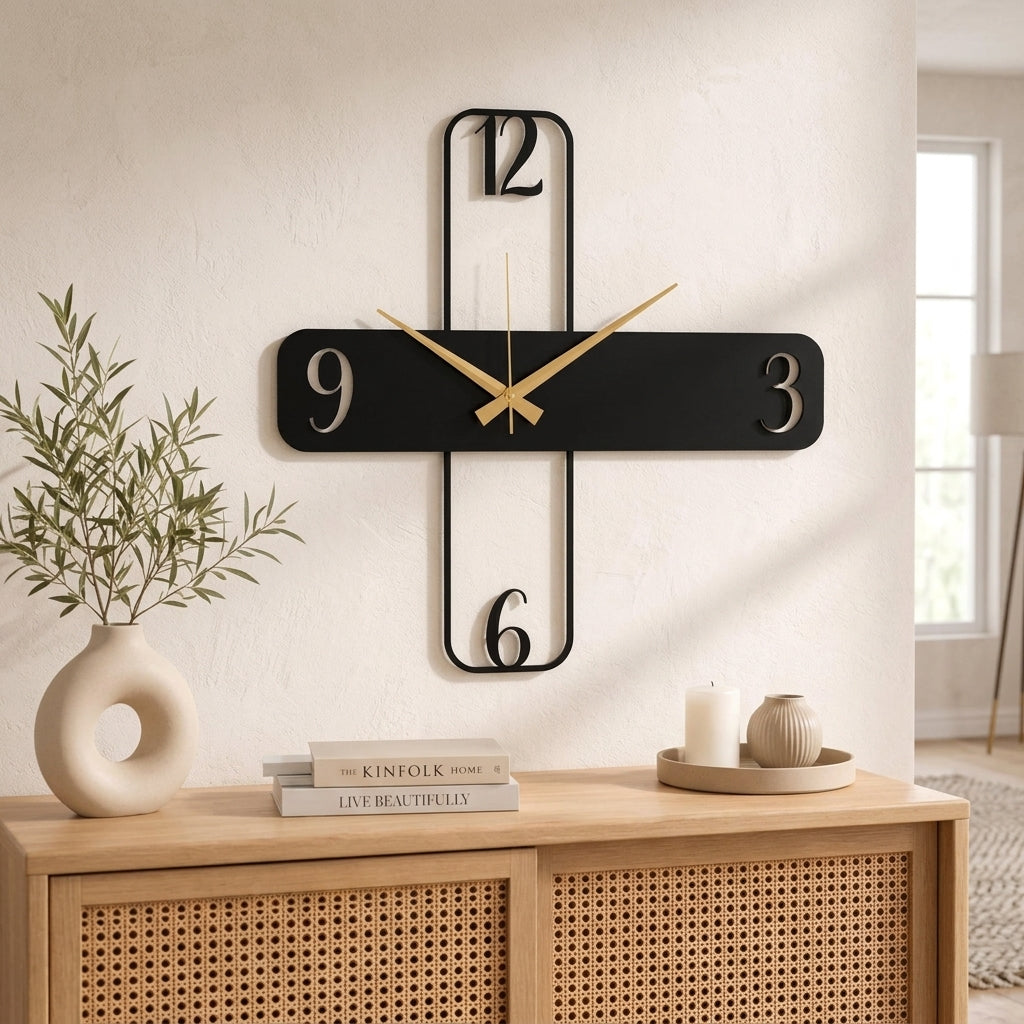 Minimal Cross Wall Clock – Premium Acrylic Designer Timepiece